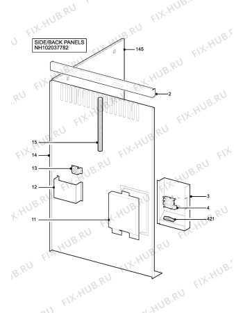 Взрыв-схема плиты (духовки) Tricity Bendix SIE250W (PRINCE) - Схема узла H10 Side/Back Panel